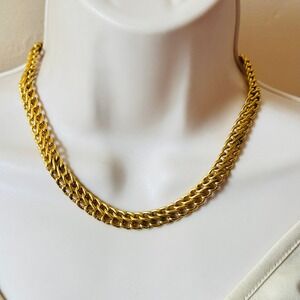 VTG Napier High End Collar Couture Necklace Gold Tone Chunky Curved Link 18"